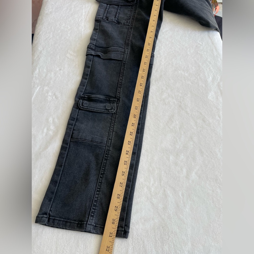 Hidden LA Tracey Cargo Jeans Black Faded High Rise Straight Leg - Picture 9 of 13